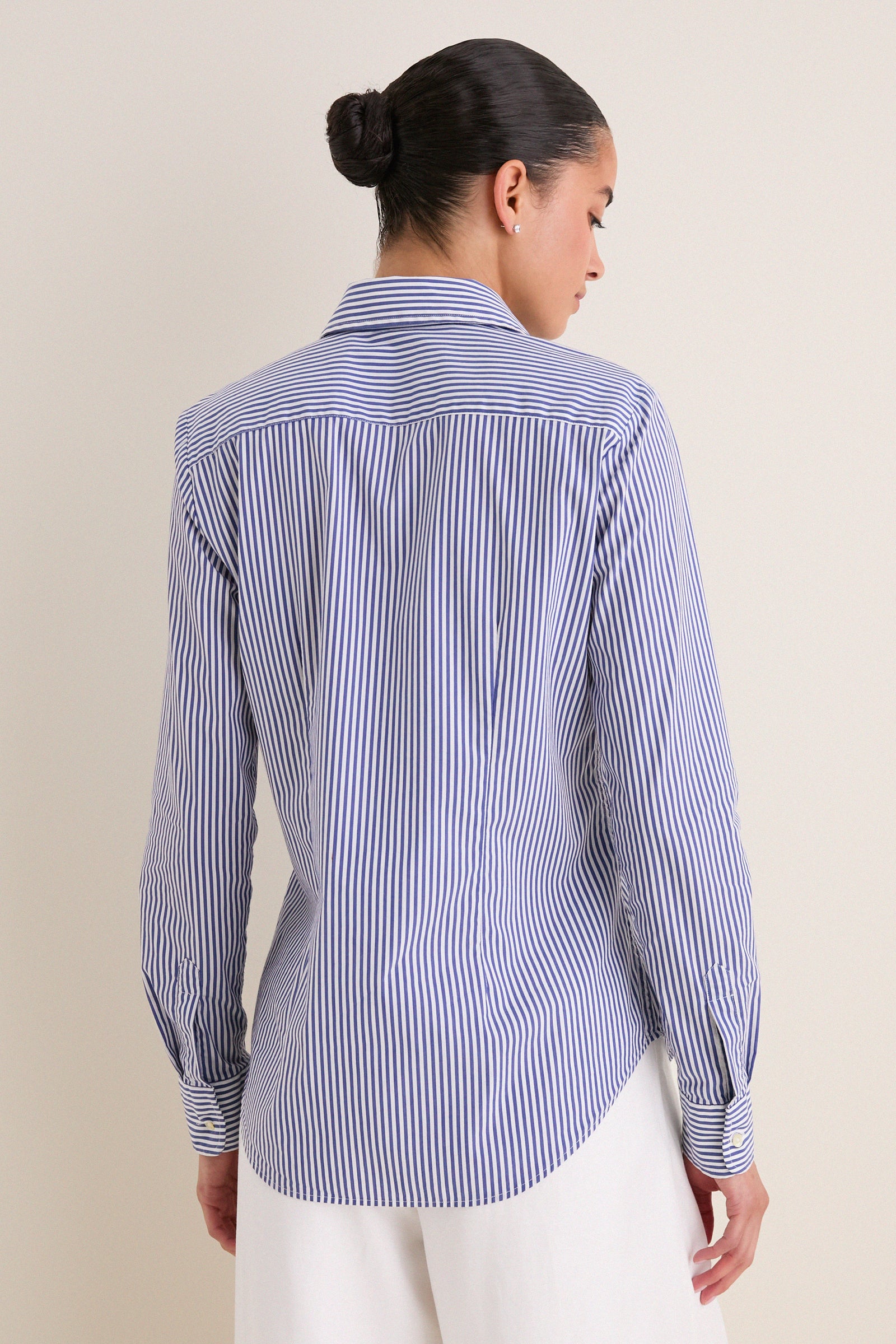 Blue and White Stripe Boyfriend Shirt
