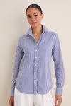 Blue and White Stripe Boyfriend Shirt