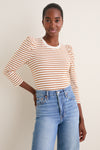 Tan Striped Vesty Long Sleeve Crewneck