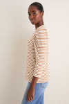 Tan Striped Vesty Long Sleeve Crewneck