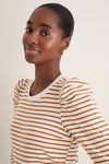 Tan Striped Vesty Long Sleeve Crewneck