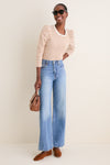 Tan Striped Vesty Long Sleeve Crewneck