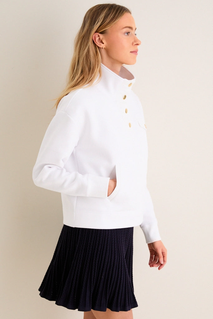 White Snap Neck Bailey Pullover