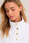 White Snap Neck Bailey Pullover