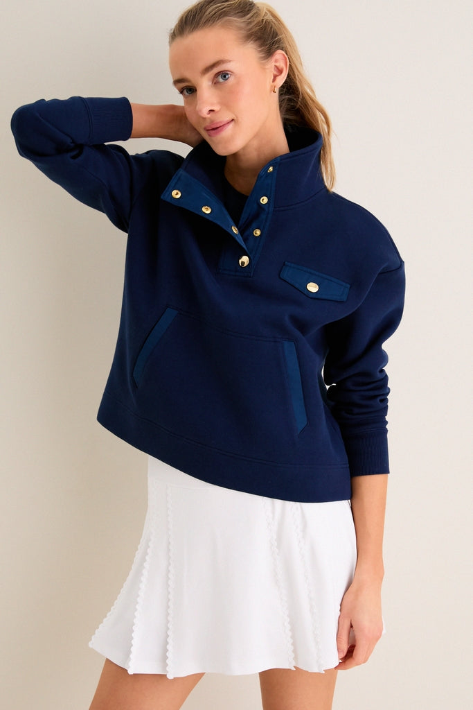 Navy Snap Neck Bailey Pullover | Tnuck Sport