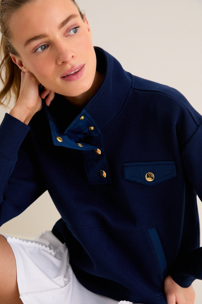 Navy Snap Neck Bailey Pullover | Tnuck Sport