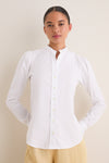 White Puffed Shoulder Shirt
