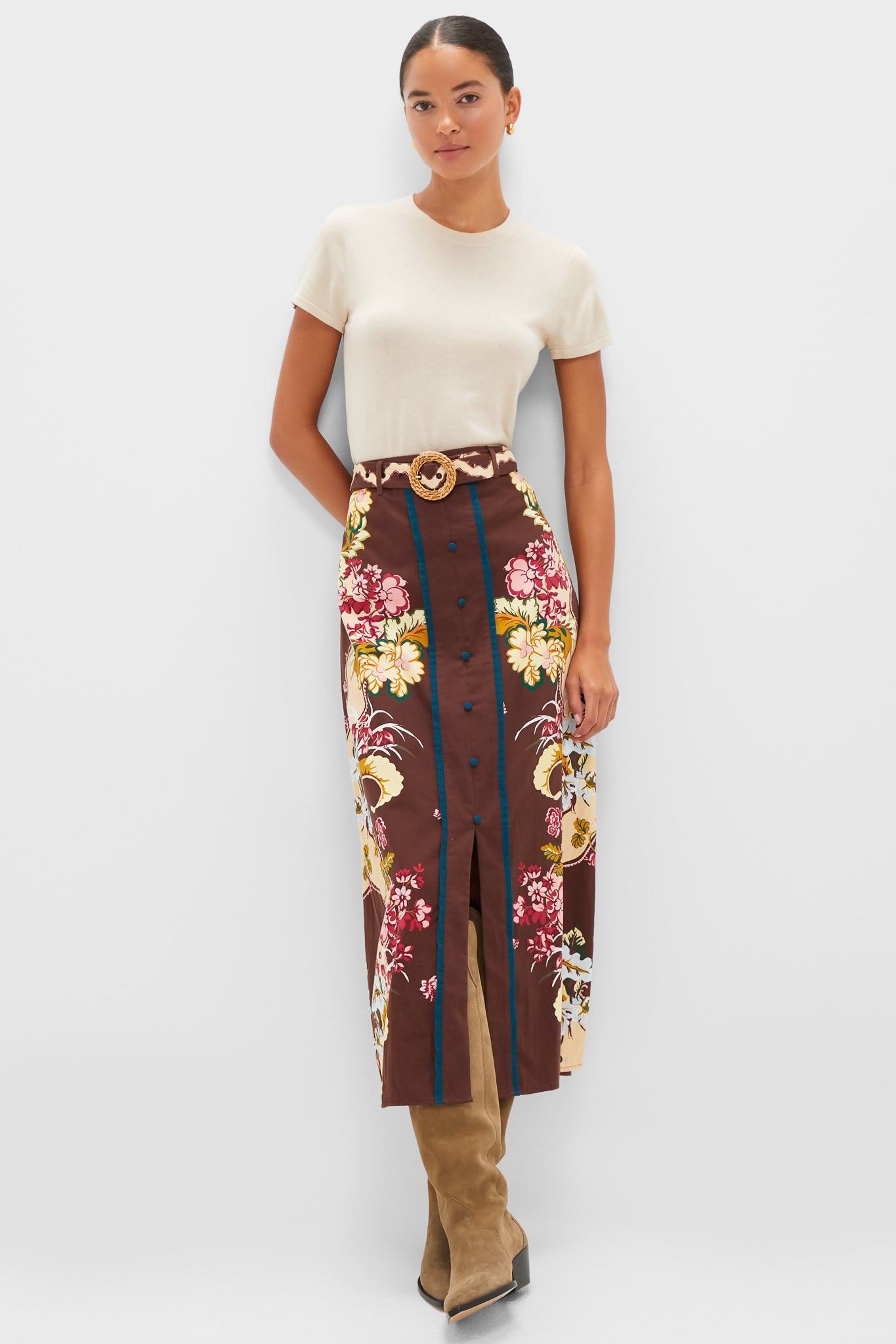 Chocolate Floral Portia Skirt