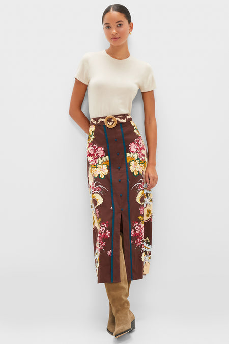 Chocolate Floral Portia Skirt