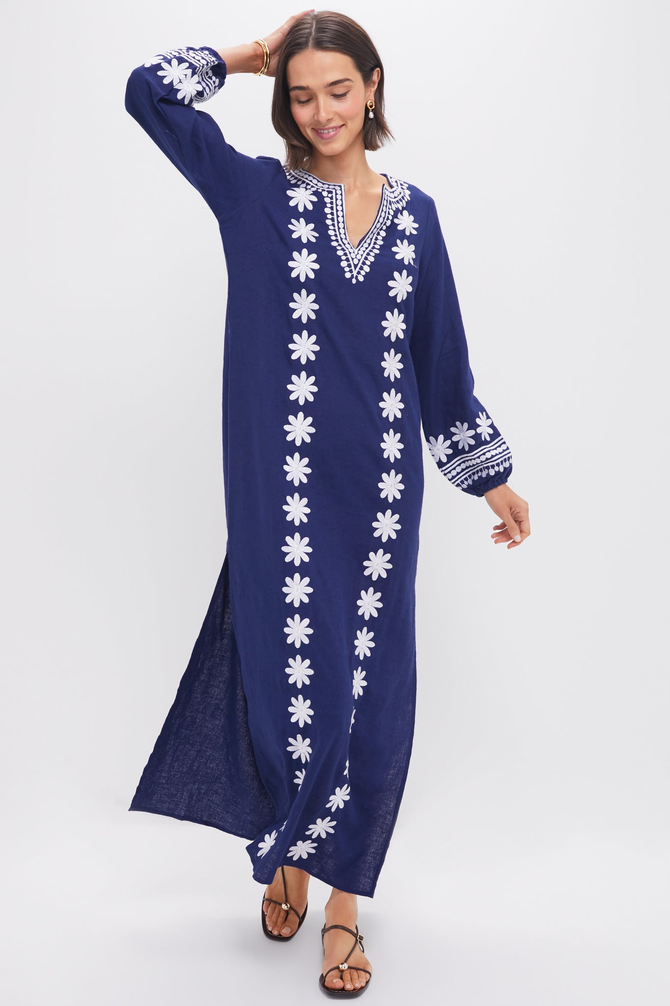 Navy Embroidered Caftan