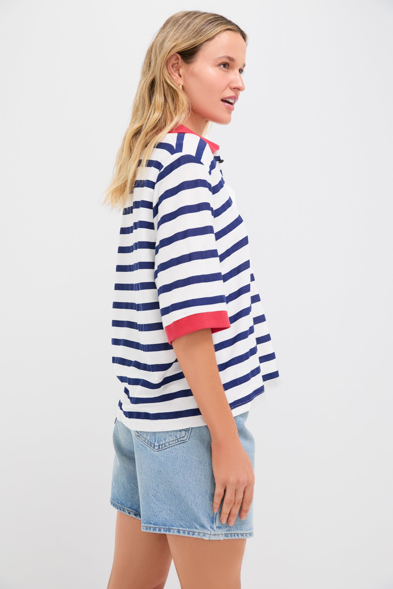 Navy Thin Stripe Polo