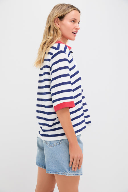 Navy Thin Stripe Polo