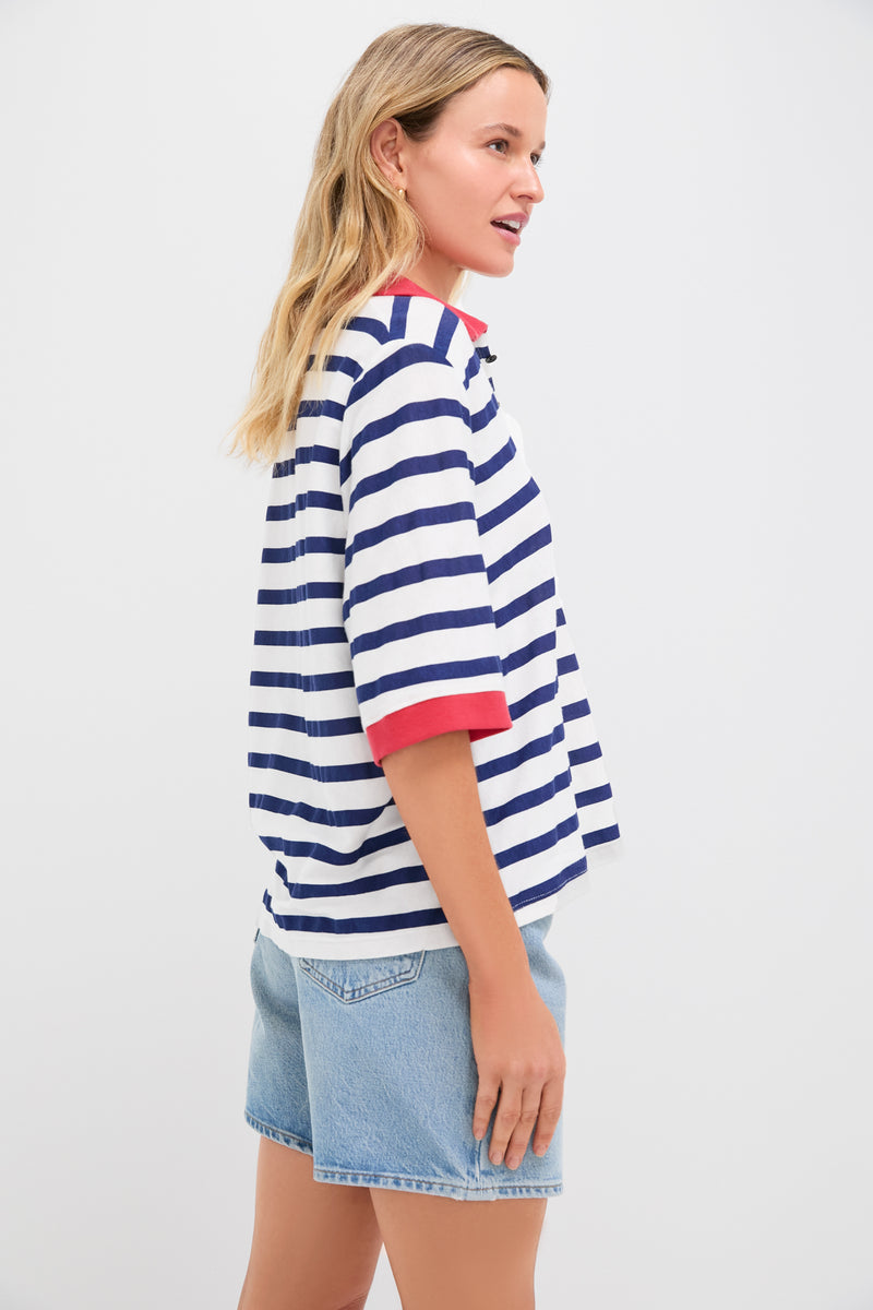 Navy Thin Stripe Polo