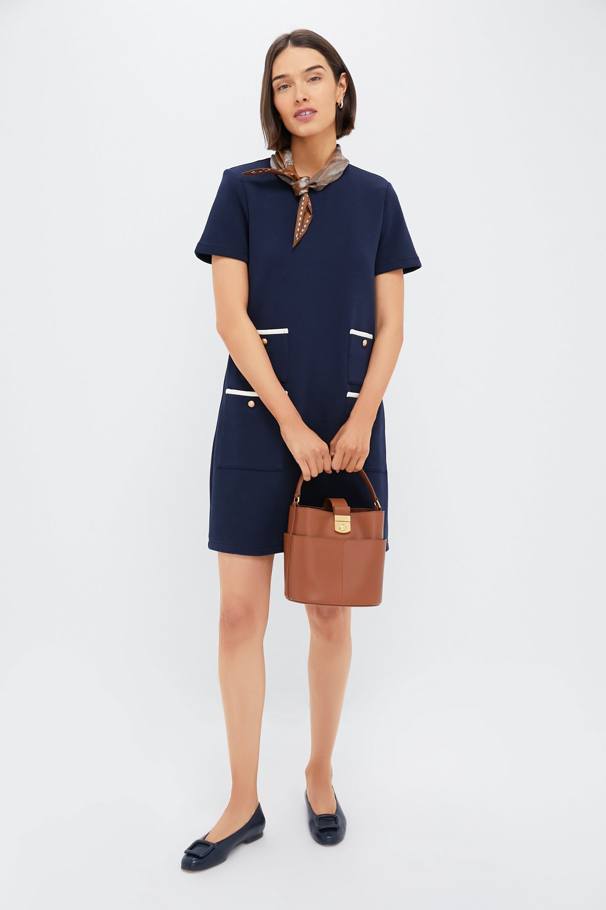 Navy Short Sleeve Francoise Dress