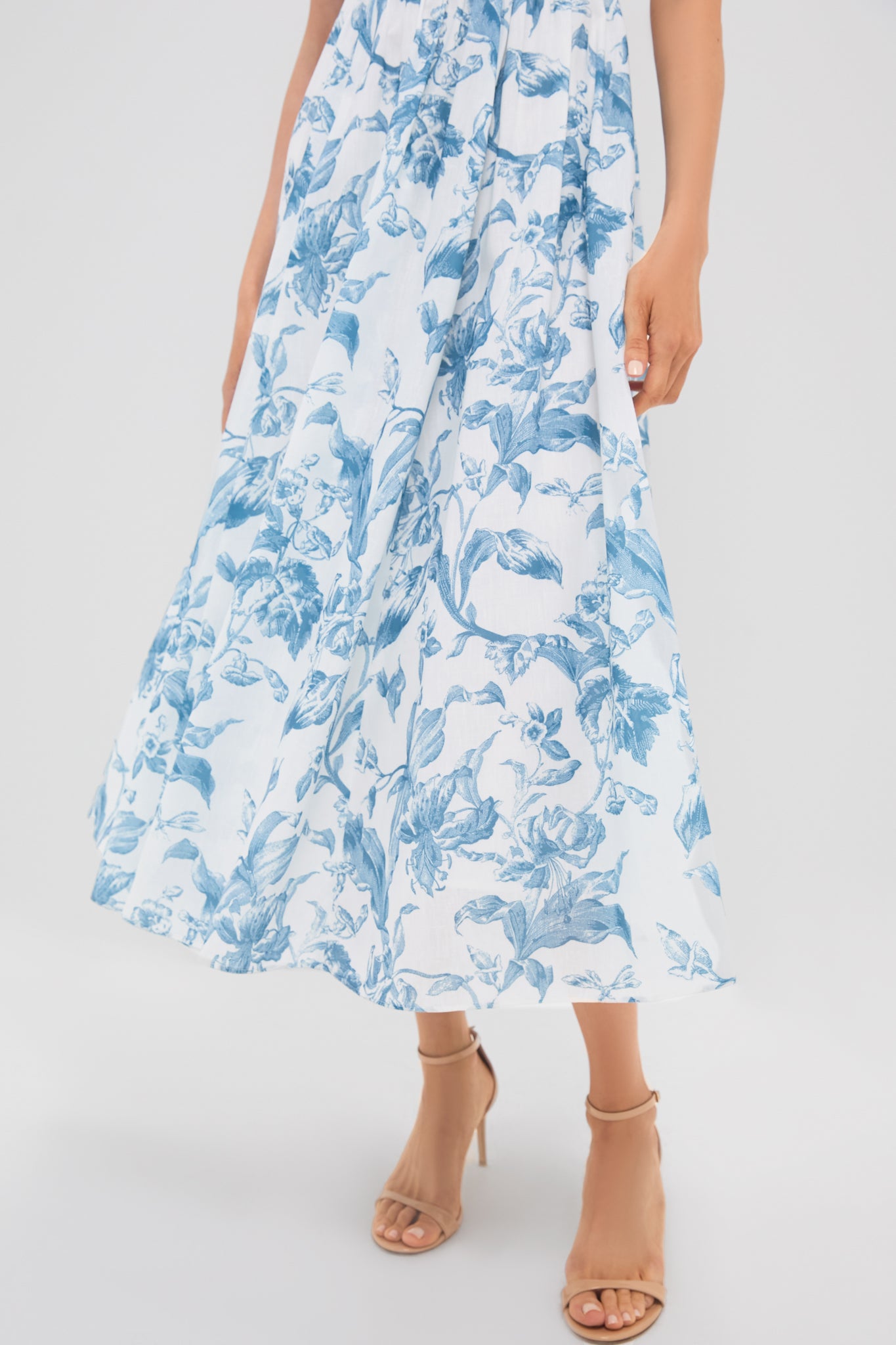dusty blue floral midi dress Baltic Born Womens Clementine Tulle Midi Dress | Dusty Blue Floral