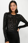 Polo Black Sequin Cable Knit Bodysuit