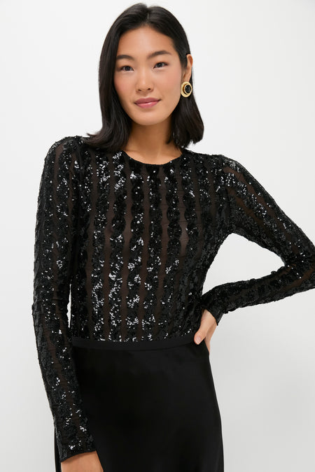 Polo Black Sequin Cable Knit Bodysuit
