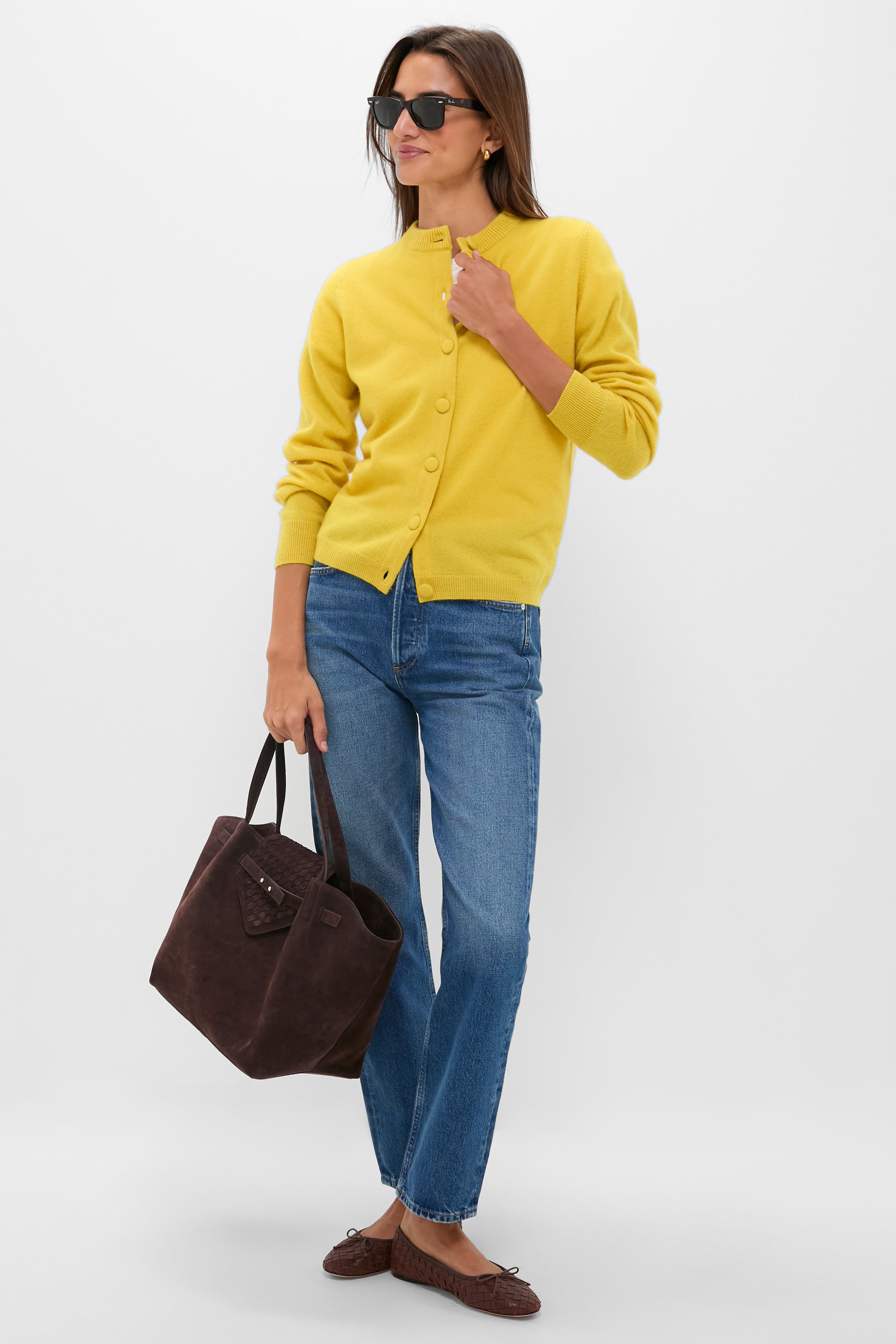 Marigold Cashmere Covered Button Quinn Cardigan | Tuckernuck