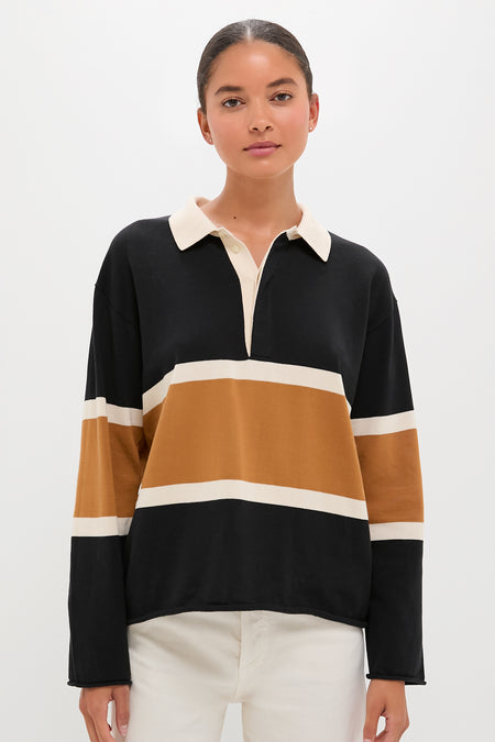 Black with Bronze Stripe Rugby Sweater