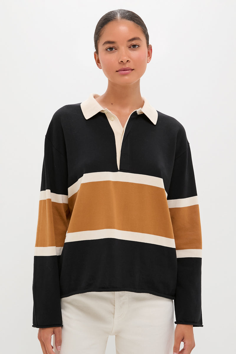 Black with Bronze Stripe Rugby Sweater