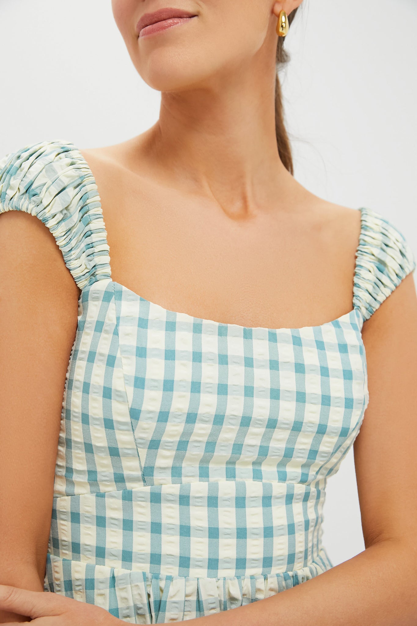 Blue Gingham Seersucker Amy Dress