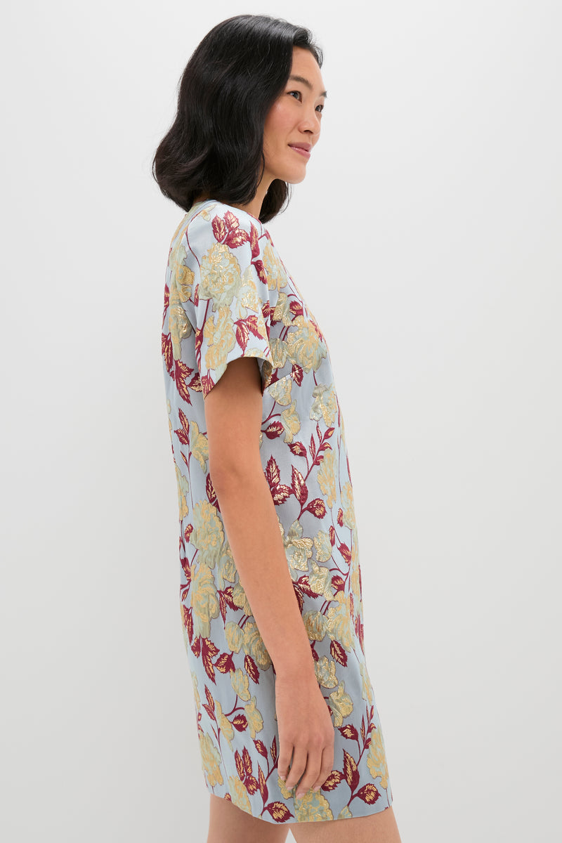 Slate Blue Winter Floral Mae Dress