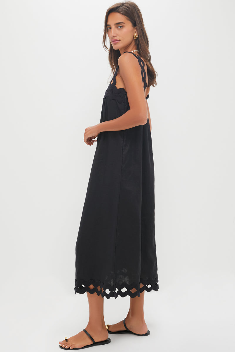 Black Ric Rac Linen Ellis Dress
