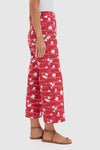 Red Shell High-Waisted Wide-Leg Pants