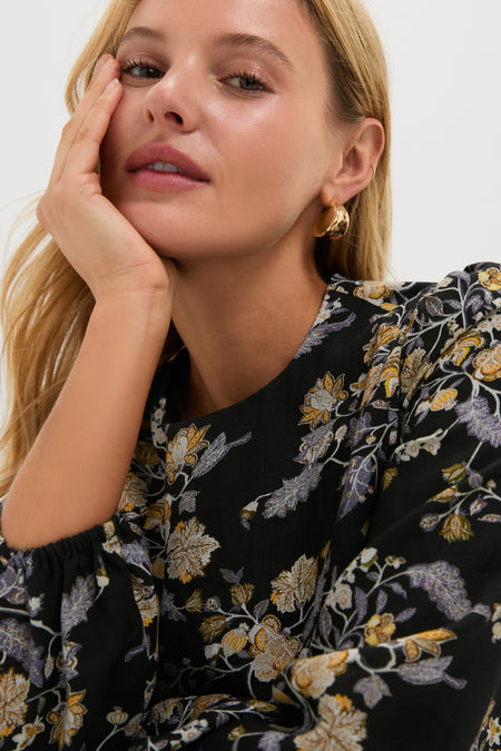 Black Multi Floral Sophia Mini Dress