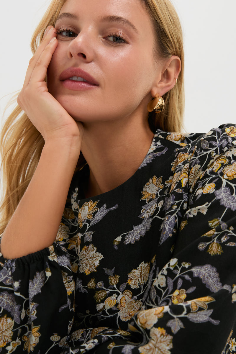 Black Multi Floral Sophia Mini Dress