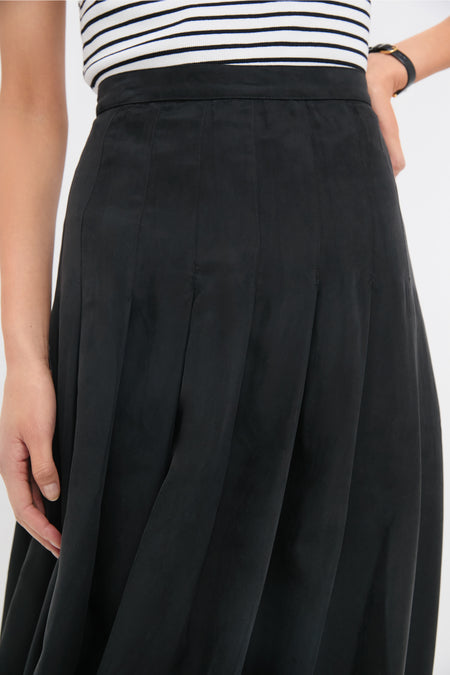 Black Atelier Pleated Maxi Skirt