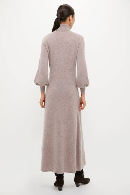 Wheat Cashmere Turtleneck Maxi Dress