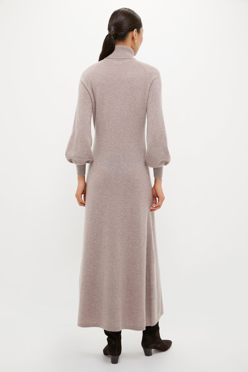 Wheat Cashmere Turtleneck Maxi Dress