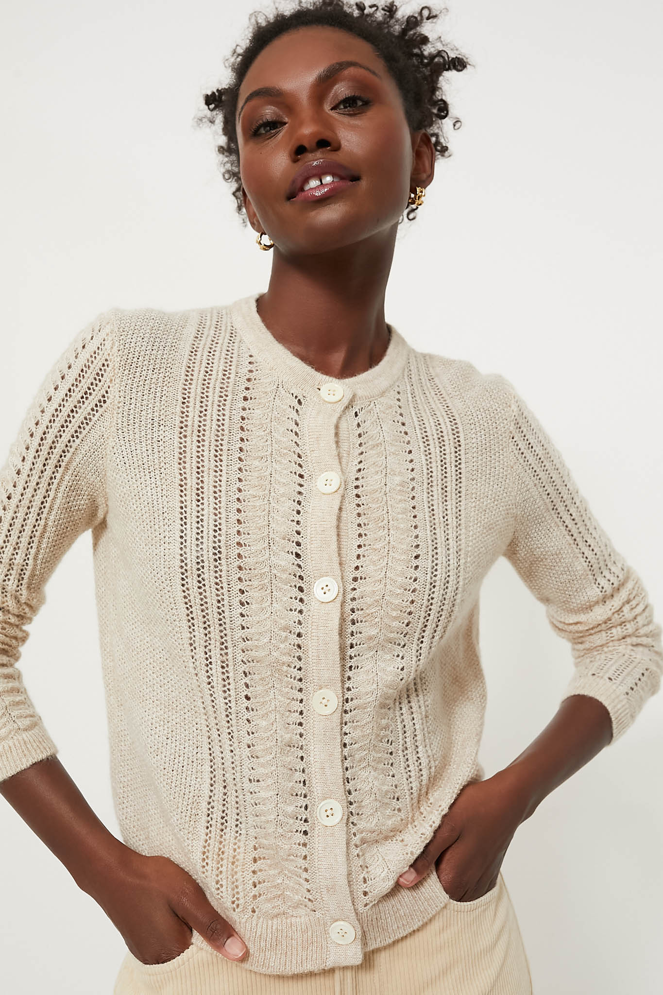 Champagne Addison Cardigan | Alex Mill