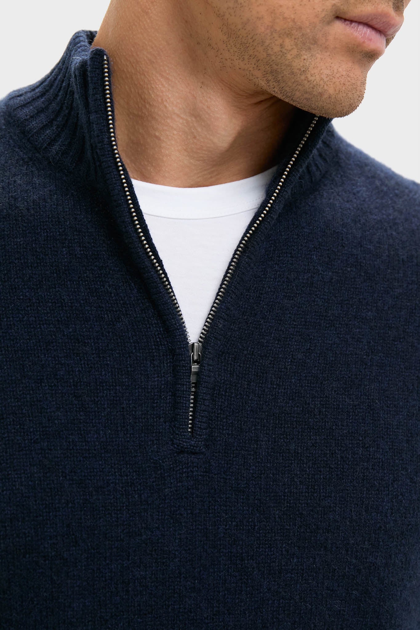 Navy Cashmere Knit Quarter-Zip