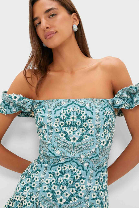 Ceiba Siembra Embroidered Linen Midi Dress