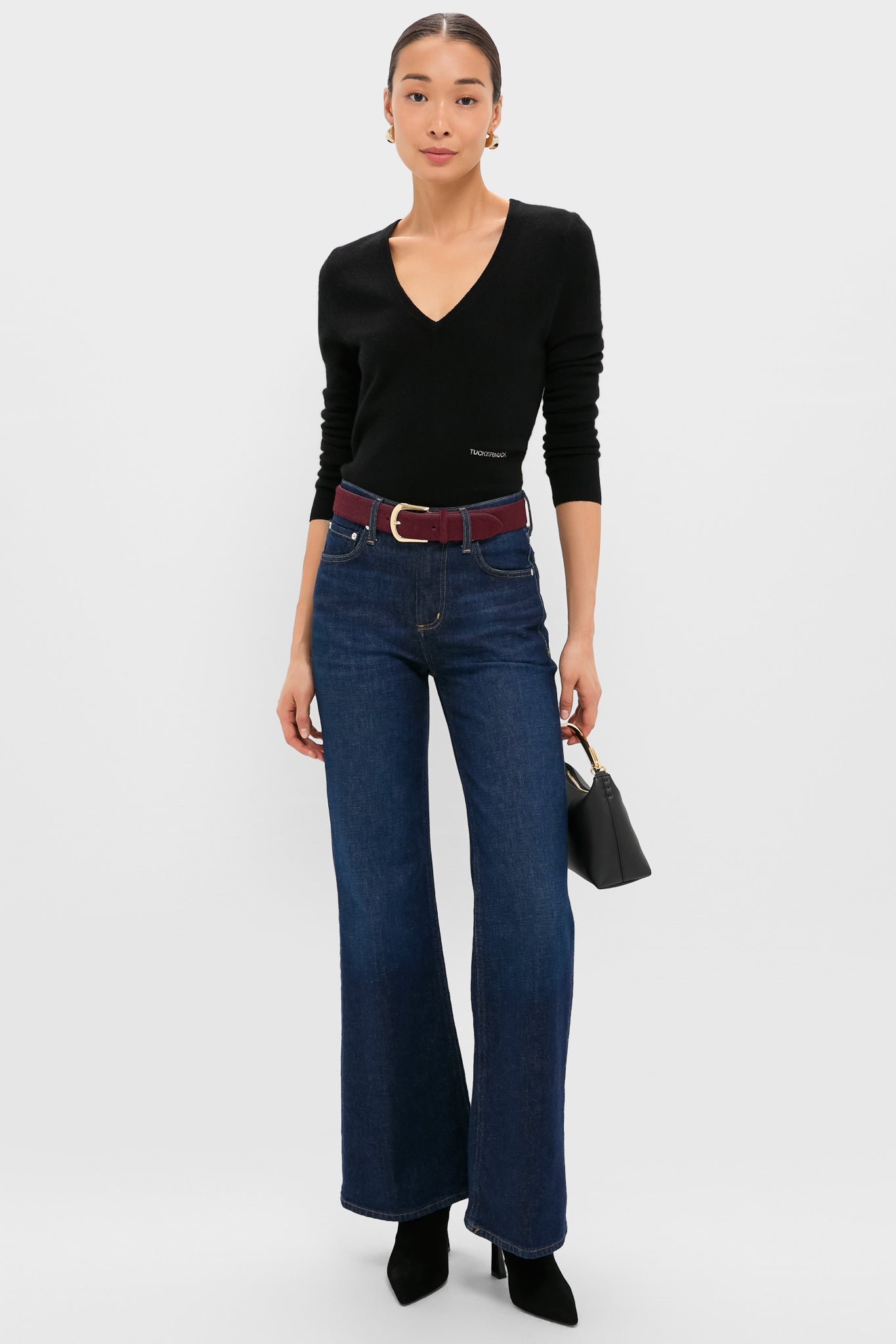 Black Cashmere V-Neck Sweater