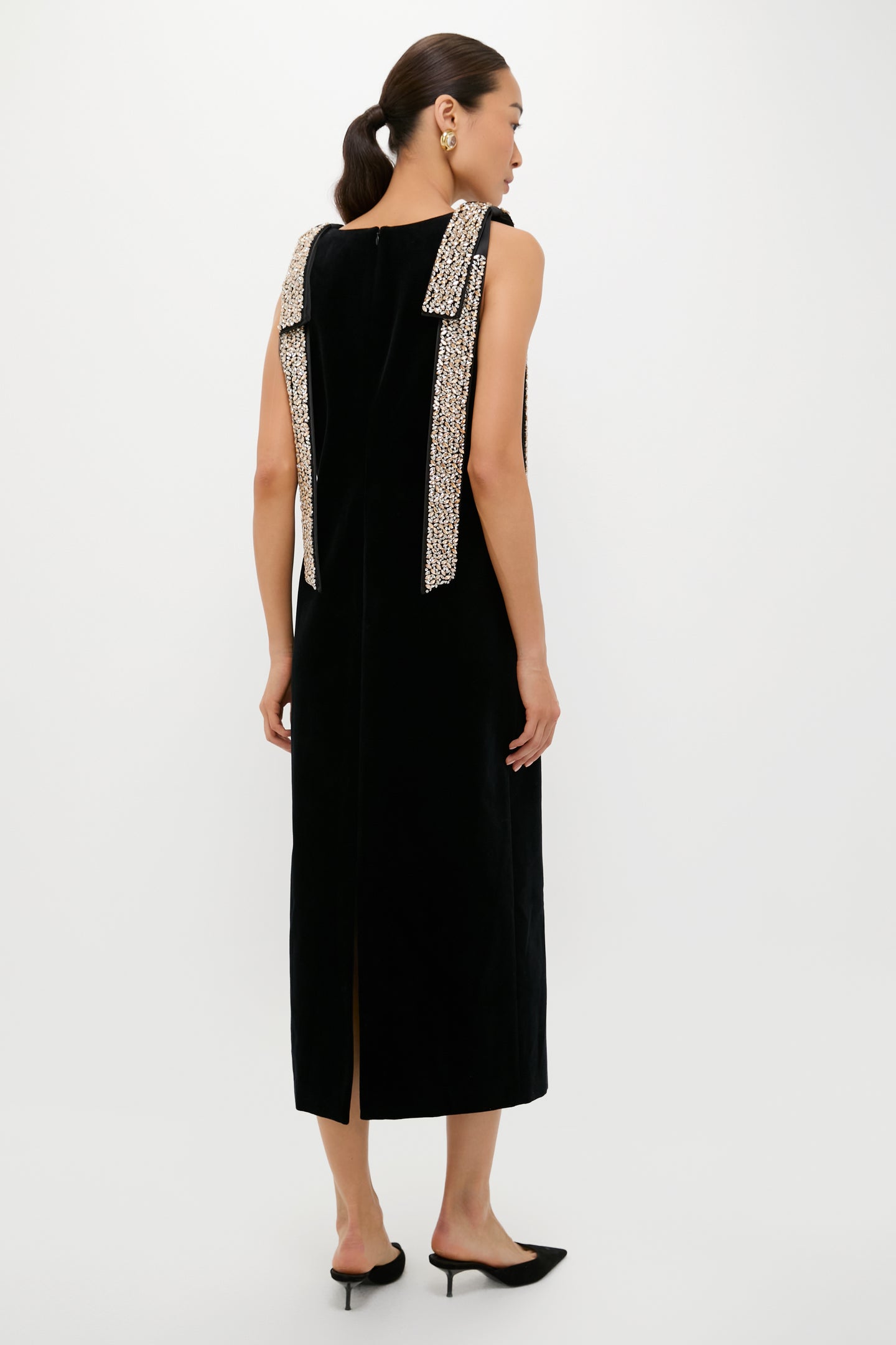 Black Velvet Embellished Viola Dress