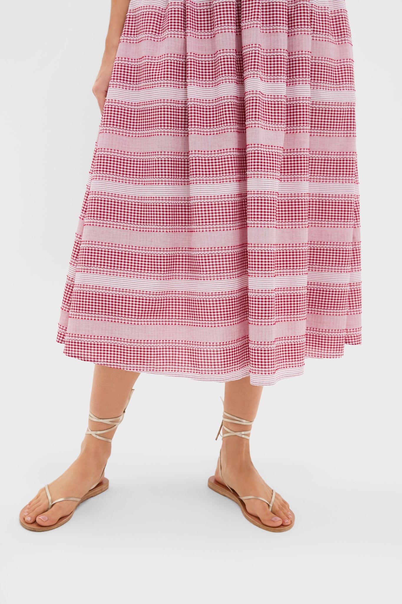 White and Red Stripe Poppy Maxi Dress