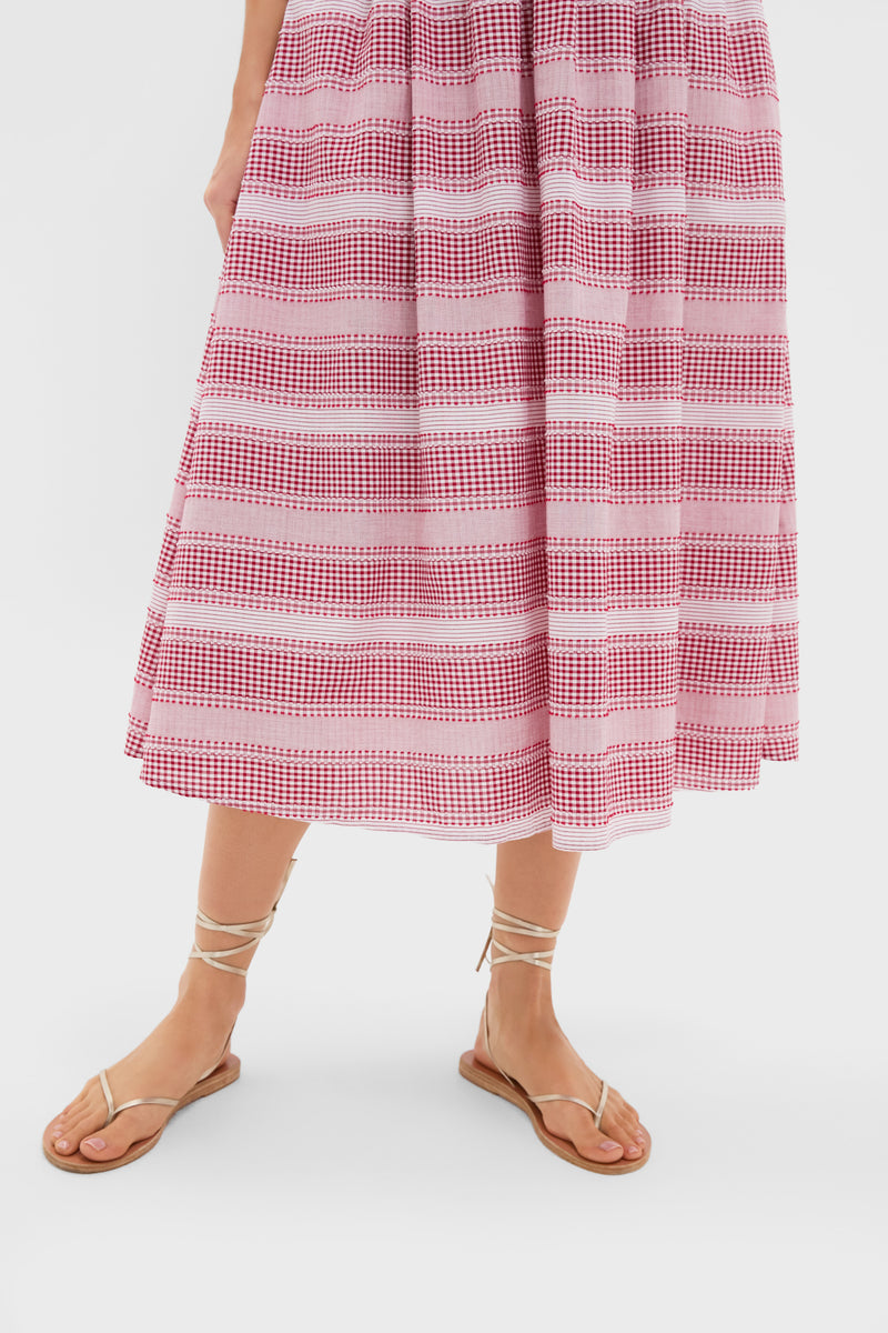 White and Red Stripe Poppy Maxi Dress