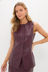 Plum Stamped Faux Leather Duke Top