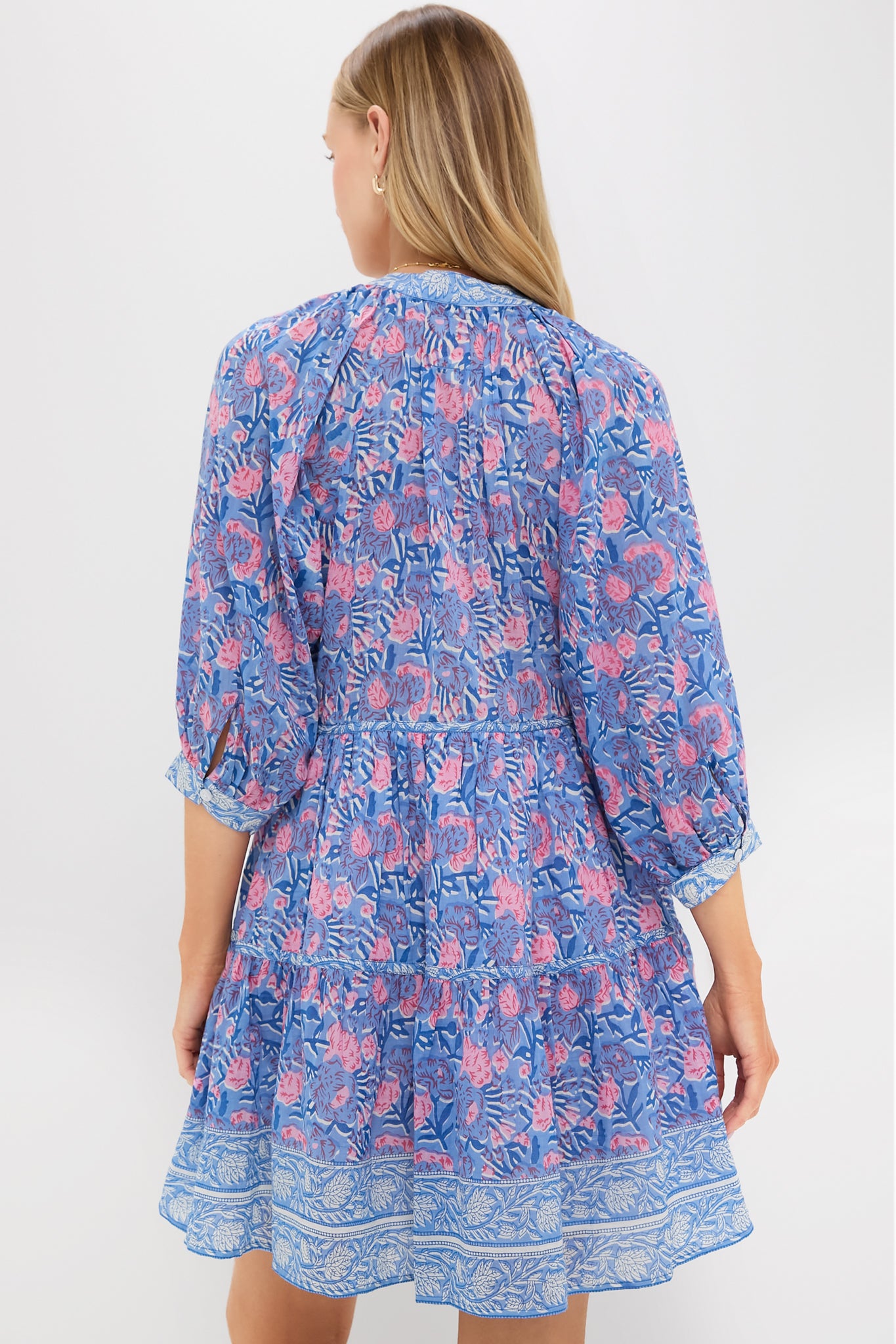 Blue Pink Printed Clara Mini Dress