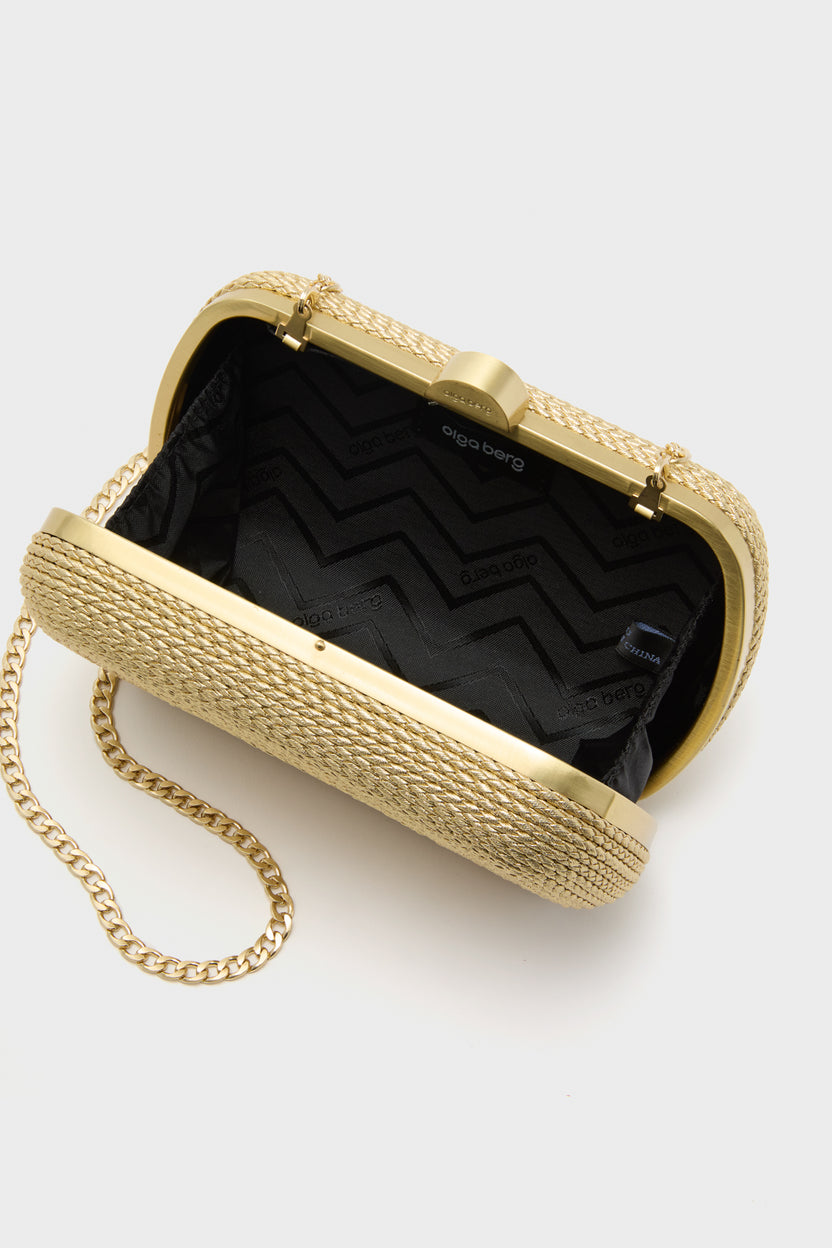 Gold Martina Coiled Rope Clutch | Olga Berg