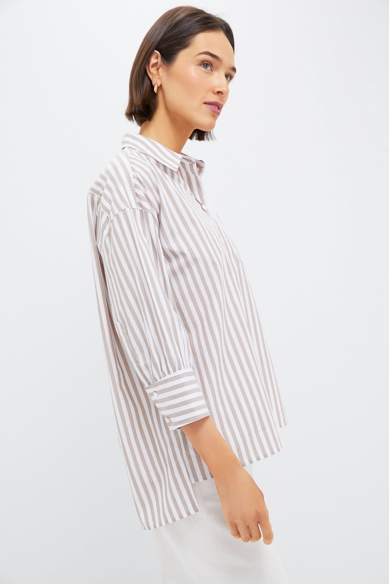 Tan Stripe Adair Boyfriend Shirt