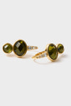 Olive Crystal Remy Earrings feature classic olive-green stones with sparkling cubic zirconia accents, offering an effortless, high-end touch to any outfit.