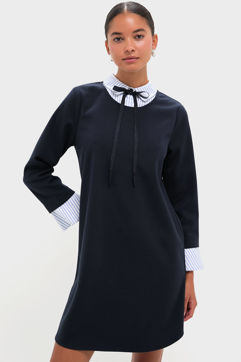 Navy Knit Long Sleeve Burbank Mini Dress