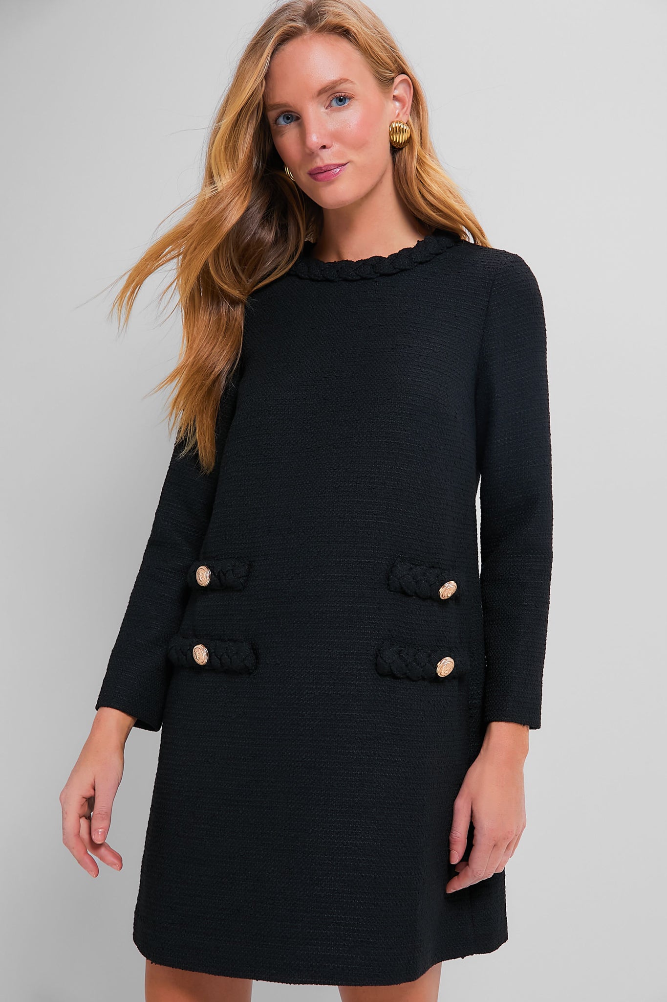 Black Tweed Long Sleeve Jackie Dress Tuckernuck Black Tweed / XL Black Tweed Long Sleeve Jackie Dress Tuckernuck Black Tweed / XL