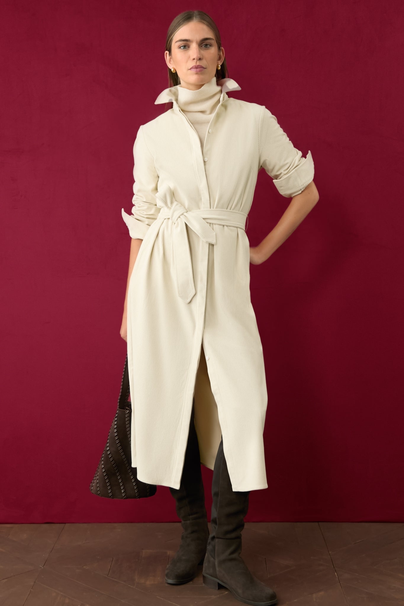 white christmas dresses Long Sleeve Shirt Dress