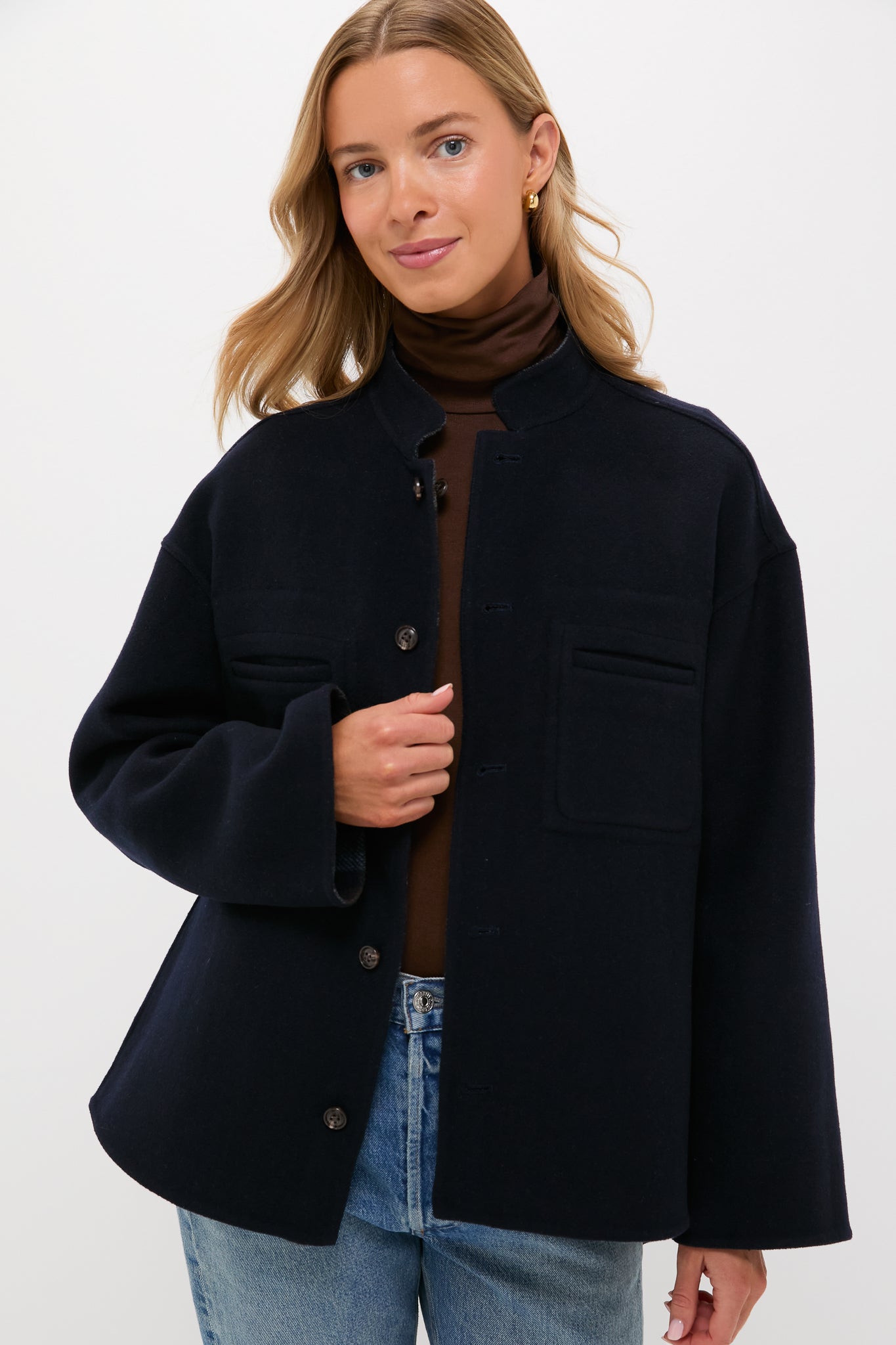 Navy and Plaid Reversible Bonnie Jacket