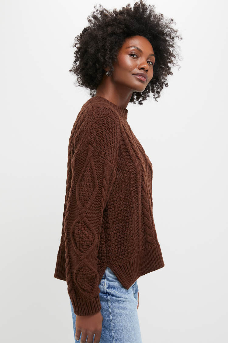本日限定　Cable knit rompers ブラウン andmary Chocolate Cable Knit Verbier Sweater | Hyacinth House